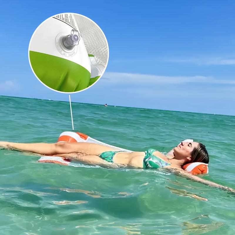 1 шт. Надувной гамак-кресло для бассейна - Портативное складное кресло-реклайнер с воздушным насосом, двухтрубный полосатый плавучий шезлонг для взрослых