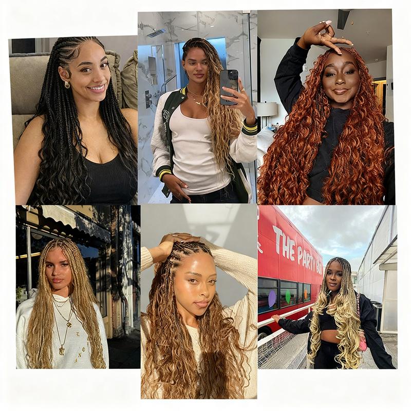 24Inch French Curl Synthetic Hair Extensions Loose Wave Pre-Stretched Braiding Hair Bulk & Weft Crochet Braids Bundles