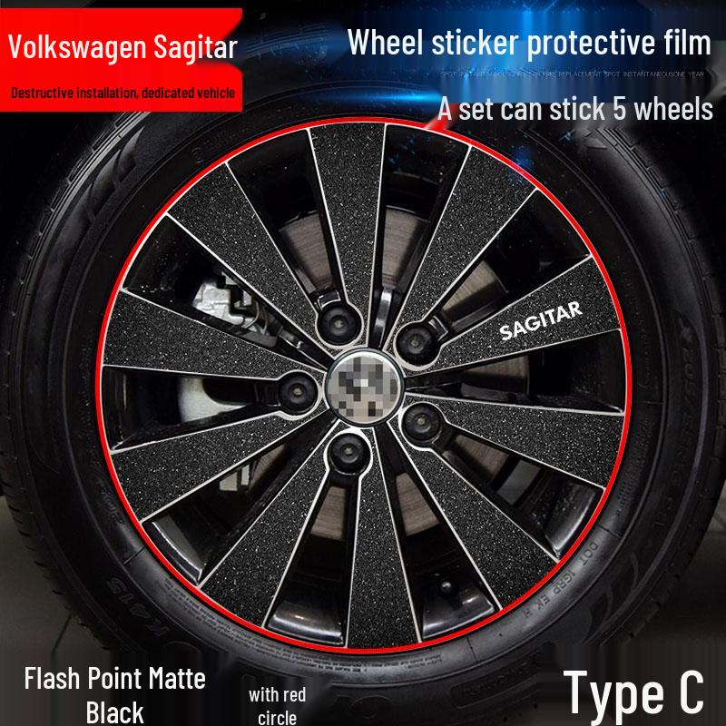 Volkswagen Sagitar Wheel Hub Stickers: Electroplating Color Change, Warning, Scratch Protection