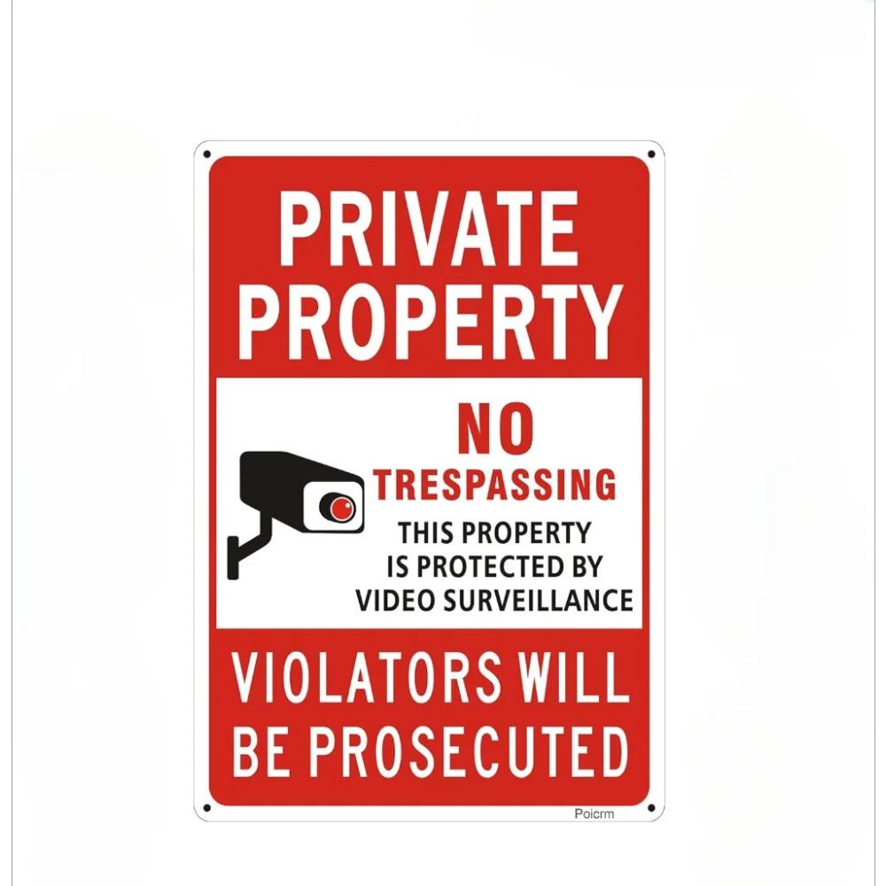 No Trespassing Signs Private Property Prosecute Metal Durable Waterproof Weatherproof EasyMount Decorative Warning Indicator