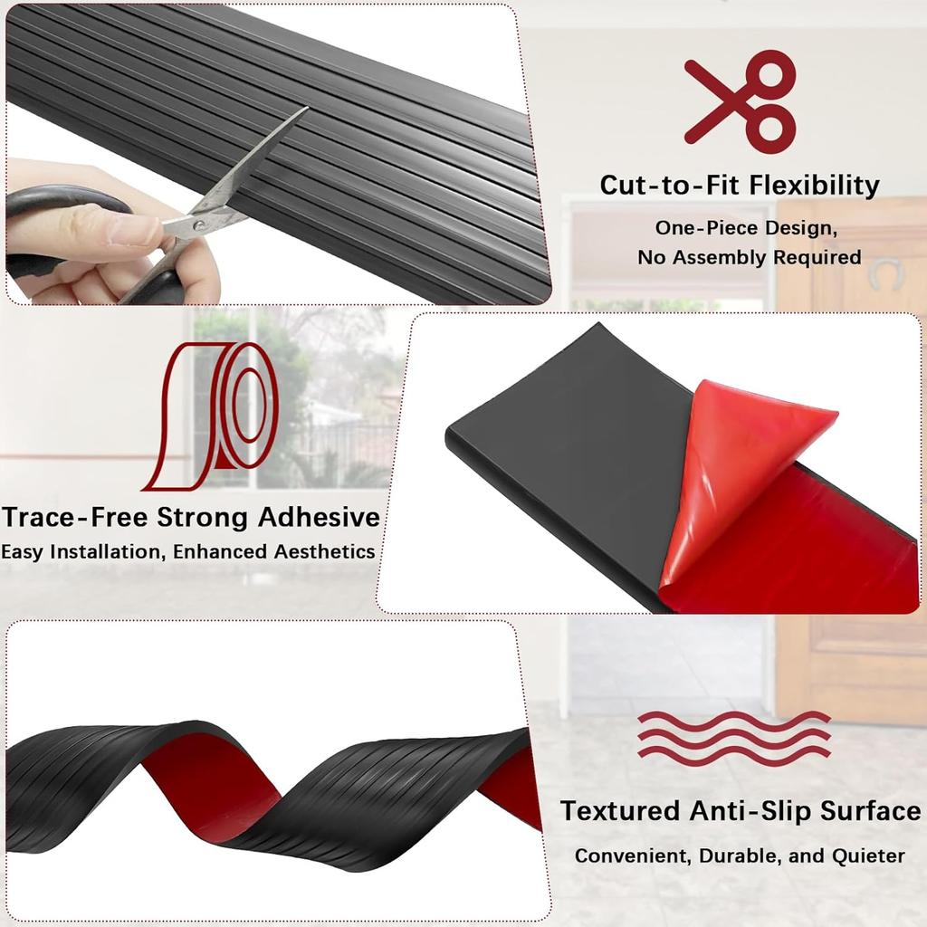 1pc 0.9m Slope Pad Soft Multi-purpose Threshold Self-adhesive Durable PVC Anti Slip Strip for Vacuum Cleaner Wheelchair Trolley