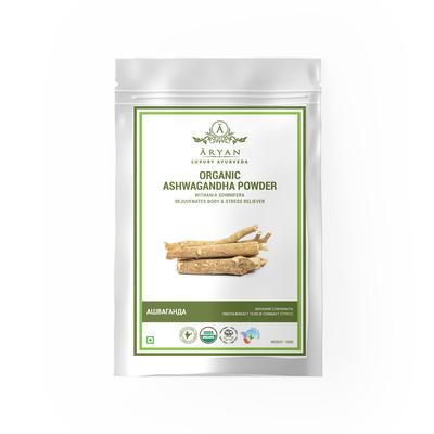 Органический порошок Ашваганды (100 г), Organic Ashwagandha Powder,  Aryan