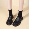 2024 New Fashion Solid Color Versatile Women's College Style Round Toe Thick Sole Shoes Versatile British Style Leather Shoes