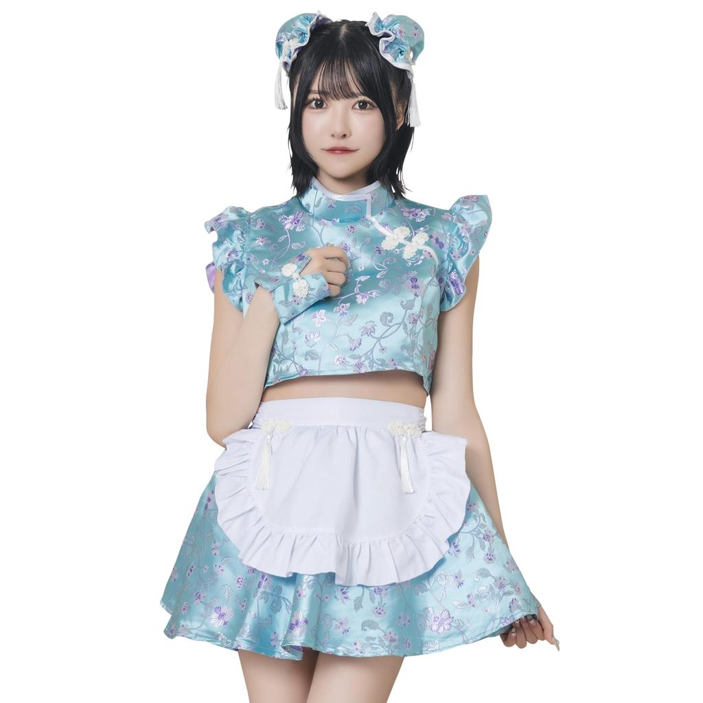 Lyrical Palette Cosplay Halloween Light Blue China Maid JamsCollection Blue [Clear Stone] Women's