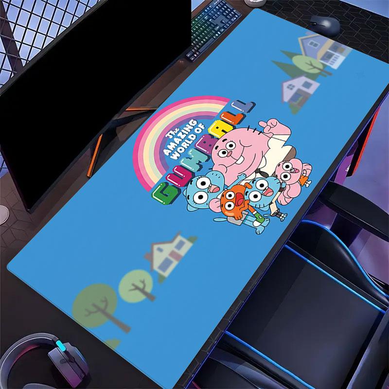 The Gumball Chronicles Large Gaming Table Cushion Non-slip Laptop Tablet Big Mousepad XXL Mat Mini PC Playmat With Lock edge