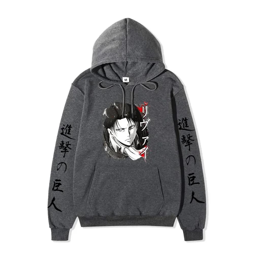 Аниме Атака Титанов АОТ Мерч Аккерман Леви Разведкорпус Принтованные Толстовки Осень Зима Свитшоты Пуловеры