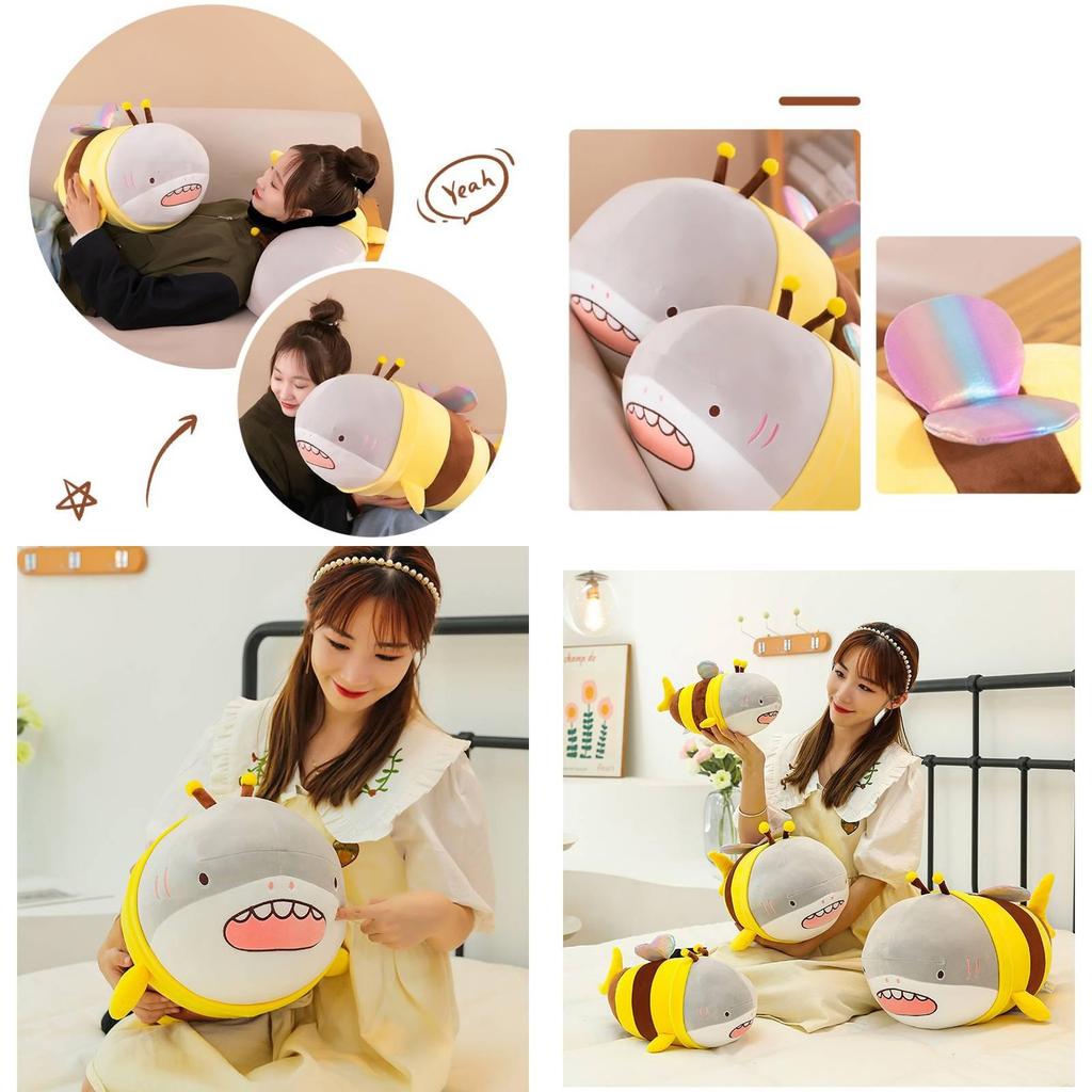 Bee Shark Plush Toy Funny Stuffed Animal Pillow Gift