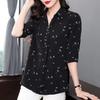 Fragmented Blossom Shirt Medium Sleeve Plus Size Chiffon Shirt Temperament Stylish Loose Women's Top Spring Summer