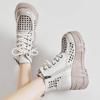Fashion 2024 New Design Summer Women Boots Genuine Cow Leather Hollow Out Height Increasing 7cm Wedges Heel Platform Ankle Boots