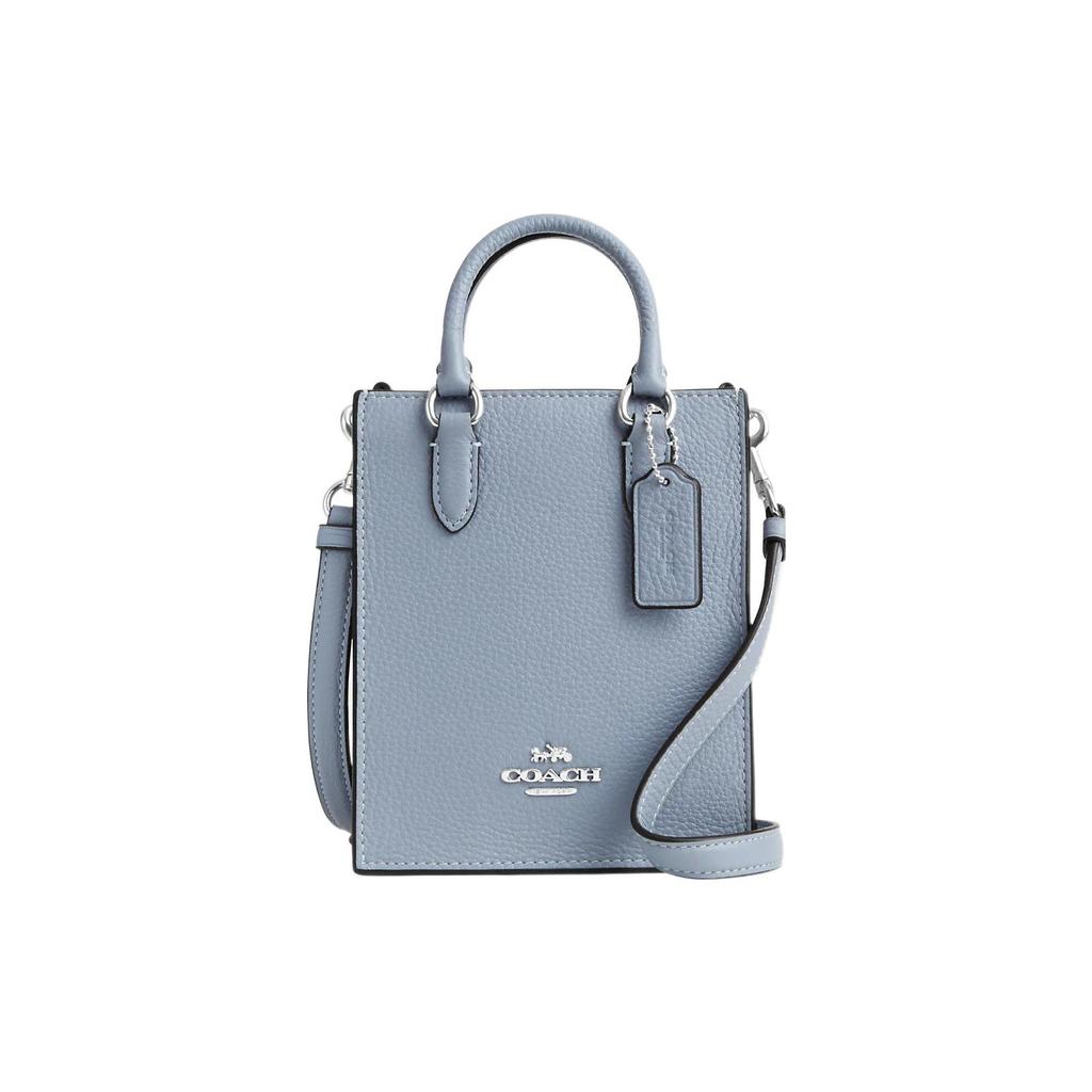 New COACH Pebbled Leather Tote Bag Shopping Bag Shoulder Bag Handbag Mini Women's Mist Gray CJ500-SVW3K