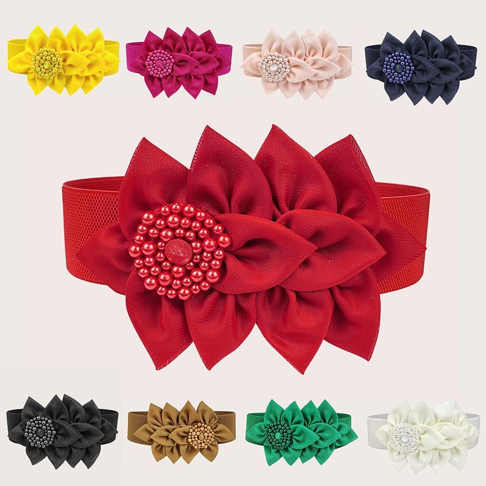 Повседневный эластичный пояс с цветочным украшением, модный пояс, женский пояс