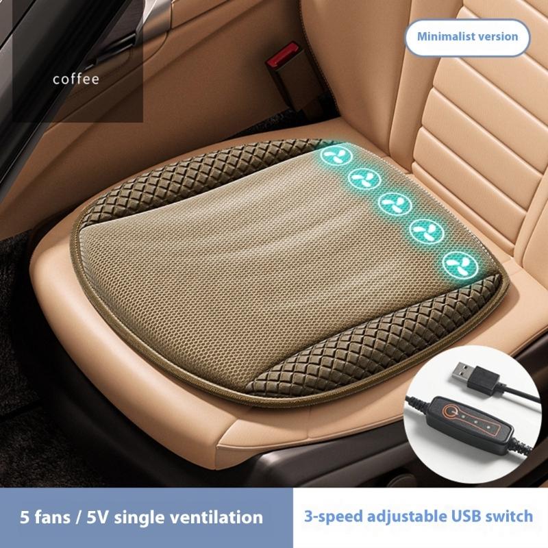 Car Seat Coolers Pad 5 Strong Fans 15 Second Rapid Cooling Vehicle Seat Coolers for Drivers Passenger Homes Office Use