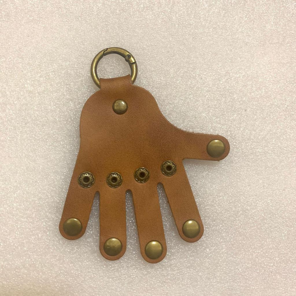 Palm-Shaped Keychain Pendant In Leather