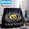 Custom Name Al-Nassr Football Club Flannel Blanket, Use for Birthday/Holiday Gift, Soft Blanket for Sofa/Bed/Camping/Office, Home Decor