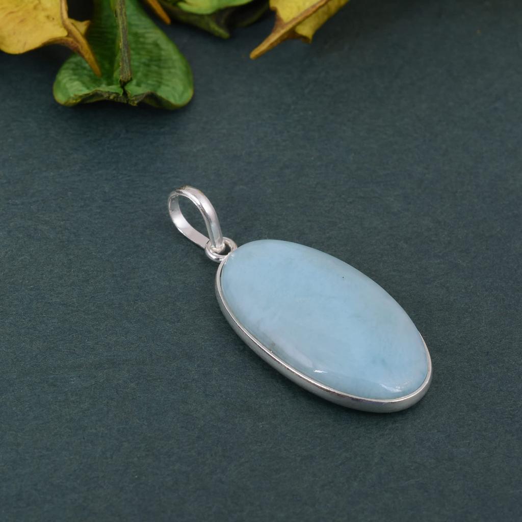 Серебро 925 пробы, натуральный ларимар, серебряный кулон, овальный камень, подарок для нее, ювелирные изделия ручной работы, подарок на день рождения, кулон Рейки