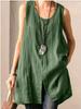 2024 Summer Women's Cotton Linen Sleeveless Vest - Solid Color Casual Shirt Top