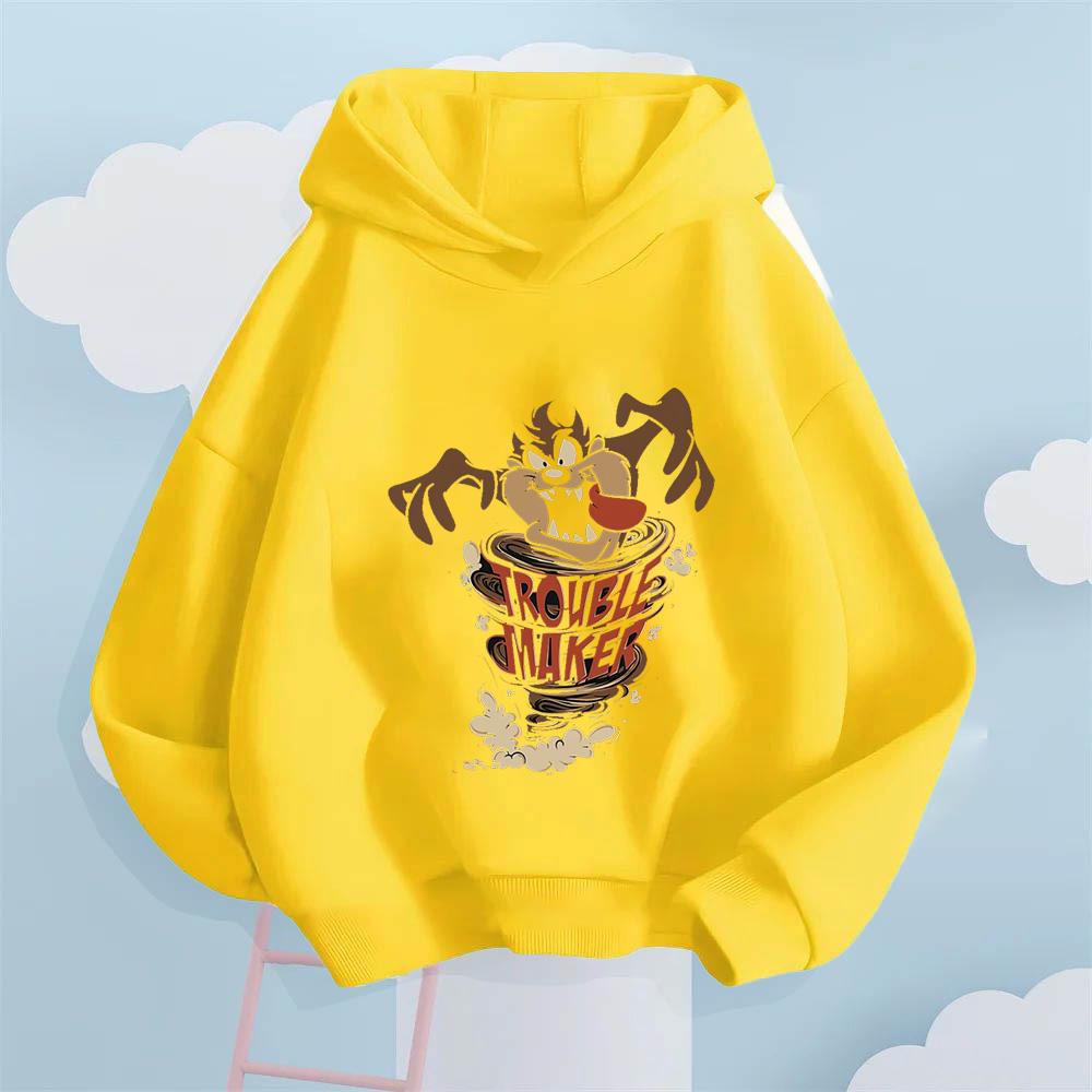 Интересный и Игривый Стиль! Худи детское с принтом мультфильма "Проказник", Игривая и озорная атмосфера американской анимации, Топ для девочки