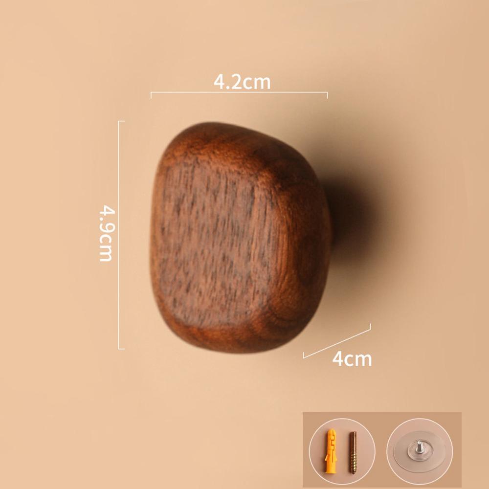 Pebble Shaped Wall Mounted Coat Hook Natural Wooden Clothes Hanger Key Hat Scarf Handbag Hook Decor Bathroom Rack Storage Hanger