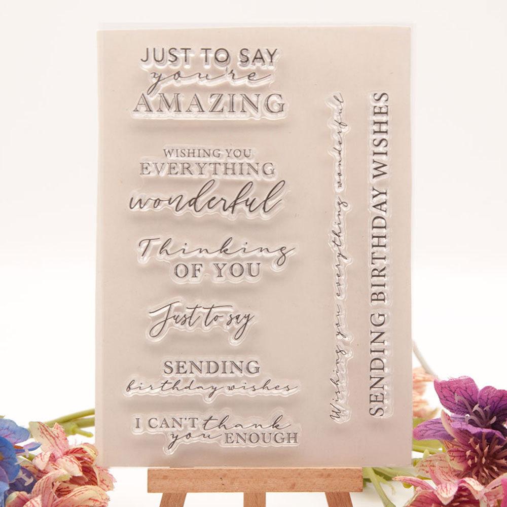 Christmas Birthday Greeting Transparent Silicone Clear Stamps DIY Scrapbooking Album Paper Card Best Wishes Word Letter