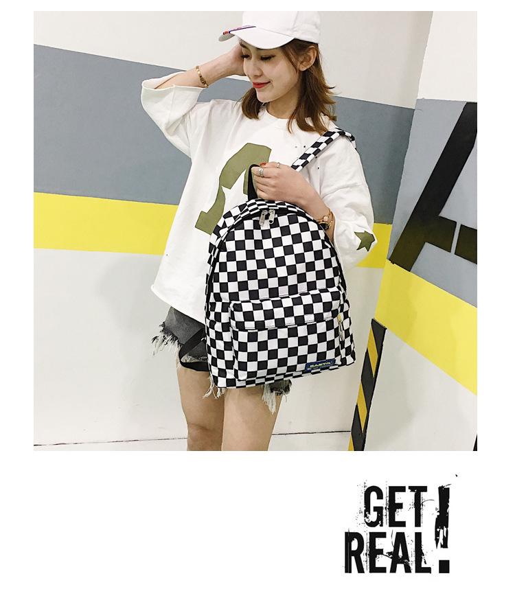 2018 Черно-белый клетчатый нейлоновый рюкзак – Повседневный уличный женский студенческий рюкзак для книг