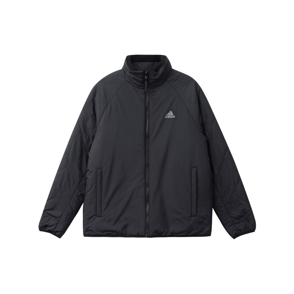 adidas Двусторонняя флисовая теплая куртка-стойка с воротником-стойкой и длинными рукавами, мужские куртки черного цвета HN2077