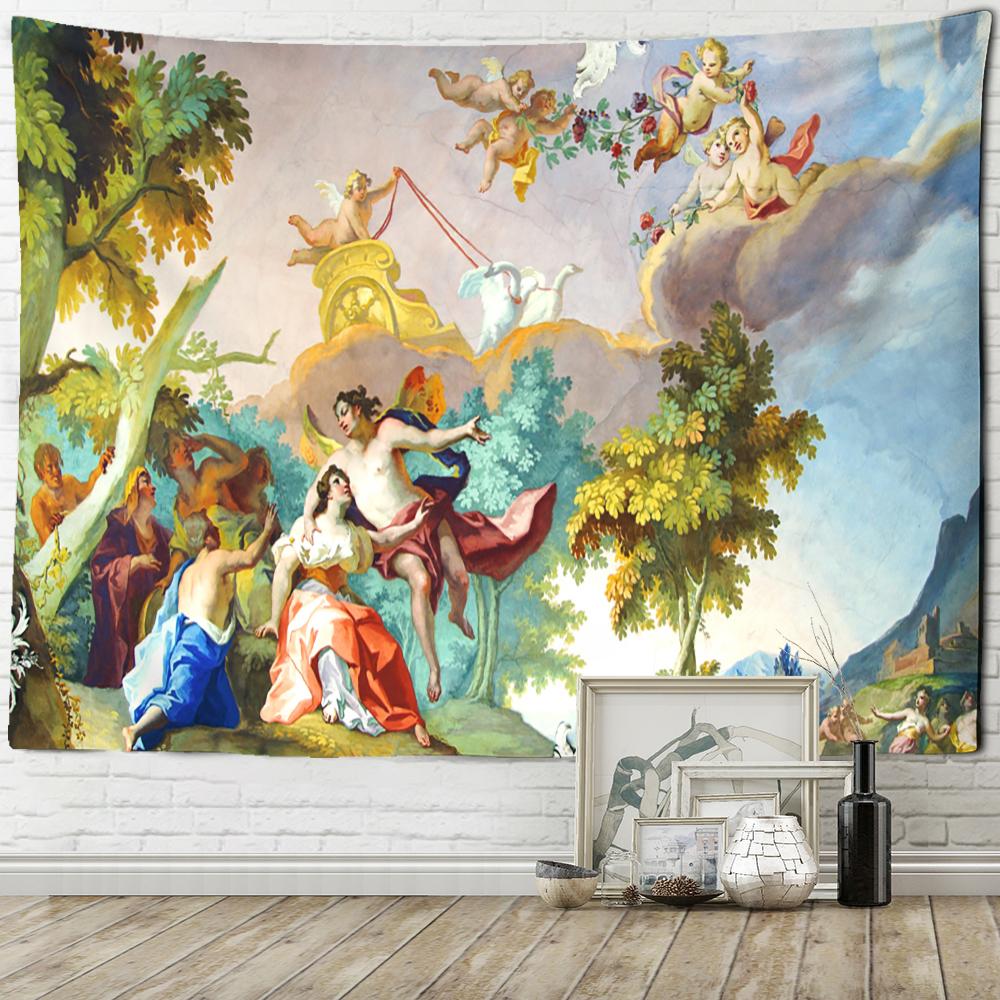 Иисус Ангел Дети Гобелен Настенный Религия Винтаж Искусство Мистический Хиппи Tapez Домашний Декор Фон Ткань