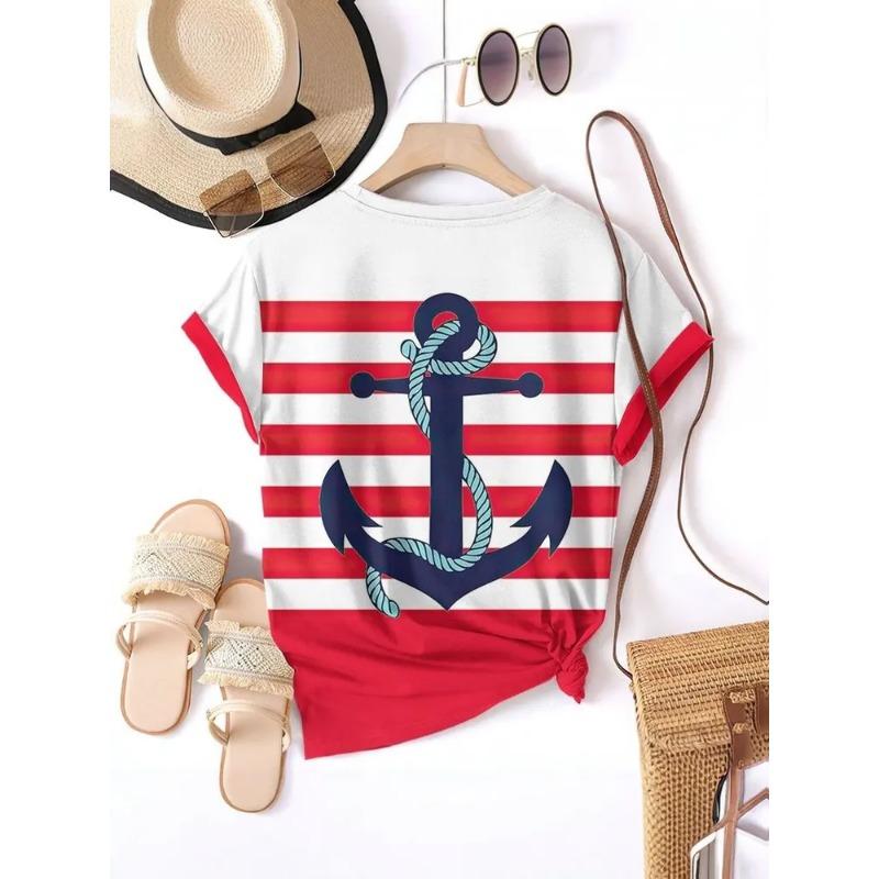 Полосатая графическая 3D футболка женская летняя с V-образным вырезом и коротким рукавом, праздничная повседневная футболка, женская уличная одежда, футболка оверсайз