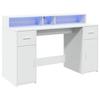 VidaXL Bureau avec lumières LED blanc 140x55x91 cm bois d'ingénierie, bureau de travail, bureau d'étude, bureau à domicile, 3309420