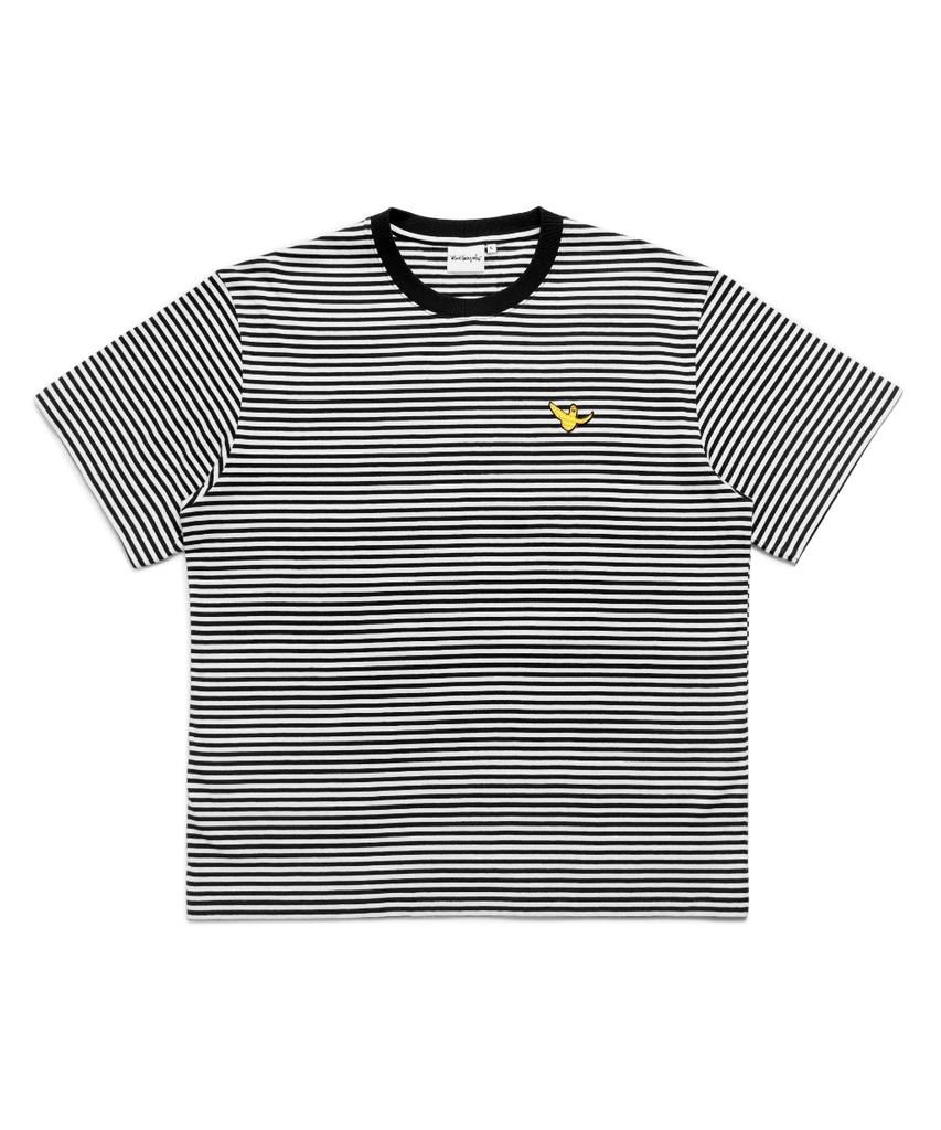 MARK GONZALES Angel Wappen Striped Short Sleeve T-Shirt - Black