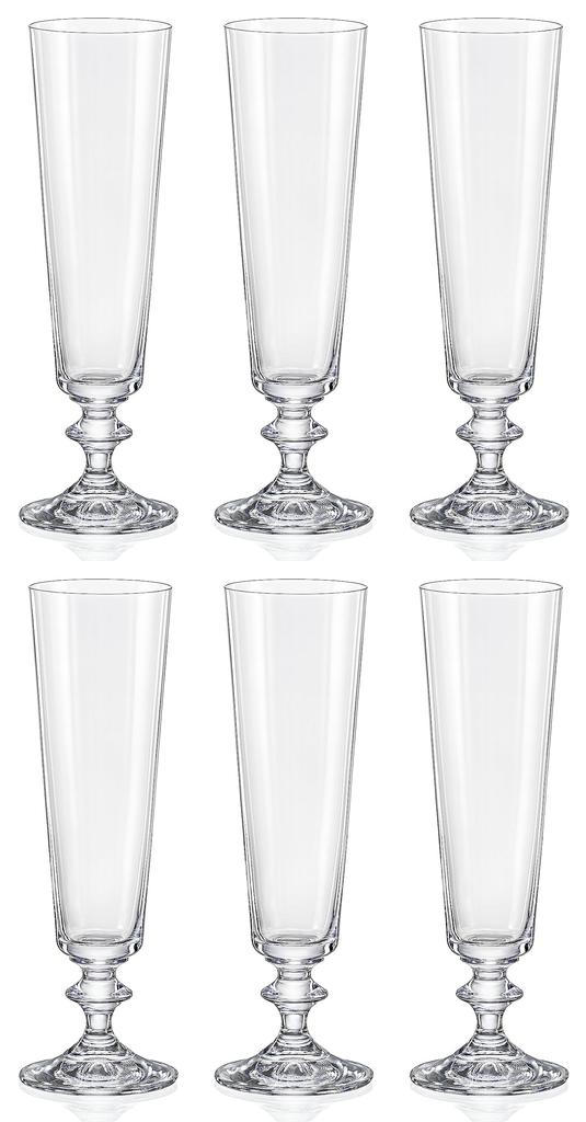Богемское стекло "BELLA" Шампанское (Пиво) Очки (6) Кристаллекс, можно мыть в посудомоечной машине
