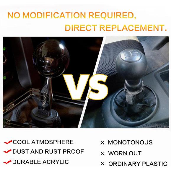 Round Ball Shift Knob Universal Gear Shift Knob 5 6 Speed For Manual Automatic Vehicles With Adapters (Pure Black)