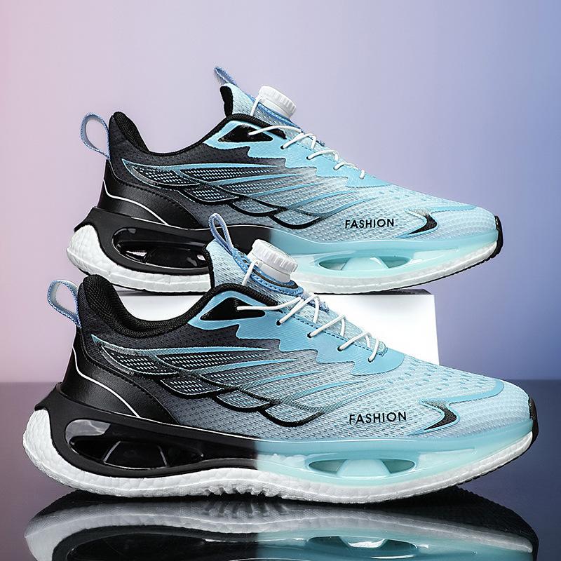 Men's shoes running new shock absorption spring spinning teen button sneakers popcorn sports running shoes