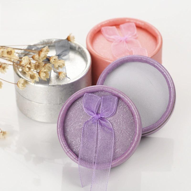 3Pcs Butterfly Knot Small Round Box Ring Earring Packaging Box Valentines Day Proposal Ring Boxs Home Jewelry Storage Gift Boxes