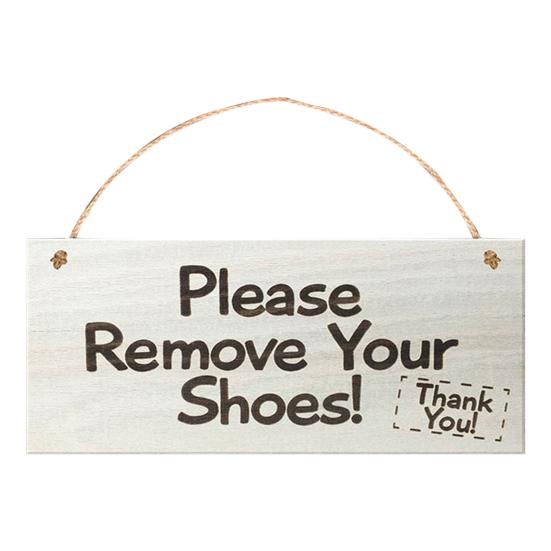 Creative with Hanging Rope Practical Decorative Please Remove Your Shoes Hanging Plaque Door Plaque
