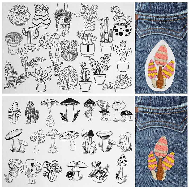 A Variety of Patterns Embroidery Cloth Stickers Hand Embroidery DIY Material Bag Hand Live Water Soluble Embroidery