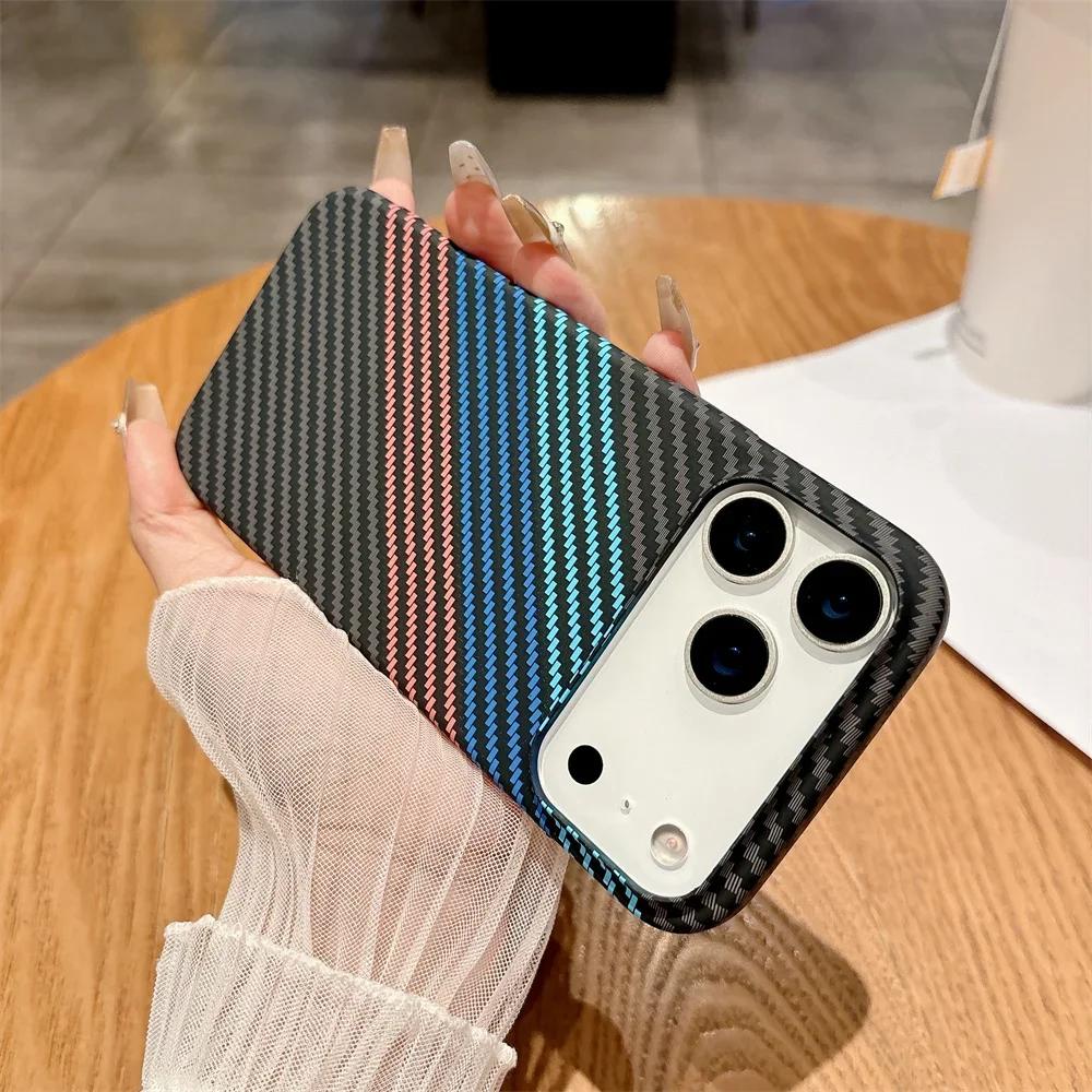 Узор "Углеродное волокноКевлар" для Магнитного Чехла Телефона для Apple IPhone 17 Air 16 15 14 Plus 13 12 11 Pro Max Тонкий Полупрозрачный Чехол