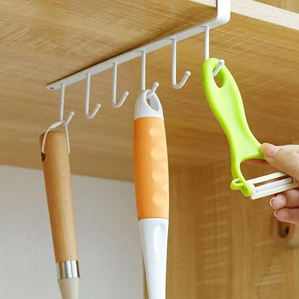 Multi-functional Sundries Hook Shelf Nail Free Mug Cup Hanger Cabinet Storage Rack Household
