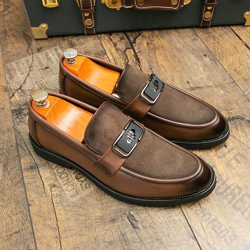 Мужские кожаные туфли без застежек Деловые туфли Повседневные туфли-лоферы Оксфорды Свадебные туфли
