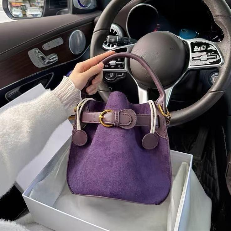 Design Women's Bag Shoulder Bag High-end Purple Bucket Bag Women's 2025 New Commuter Trendy Shoulder Messenger Bag