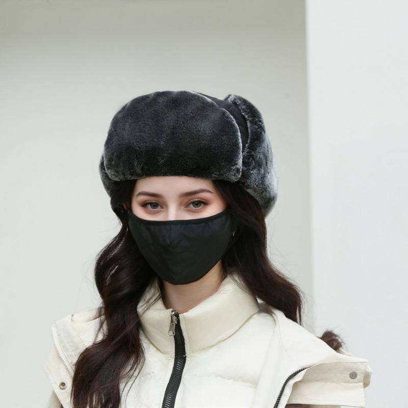 Winter Large Men's Outdoor Cycling Thermal Hat, Windshield and Cold Hat, Thickened and Enlarged Ear Protection Cotton Hat