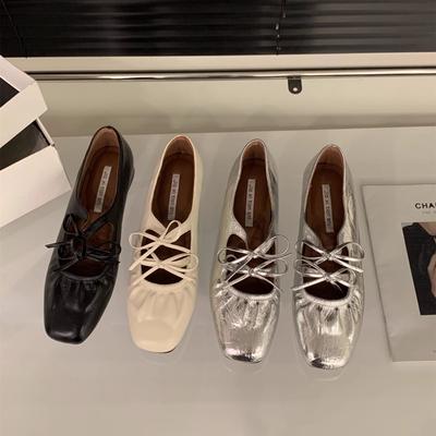 Туфли-лодочки серебристые с внутренней платформой, женская обувь, весна и осень 2025, новинка, лето, с юбкой, с бантом, вечерние туфли