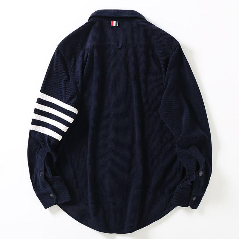 TB Внешняя торговля Остатки Четыре полоски Лацкан Длинный рукав Рубашка