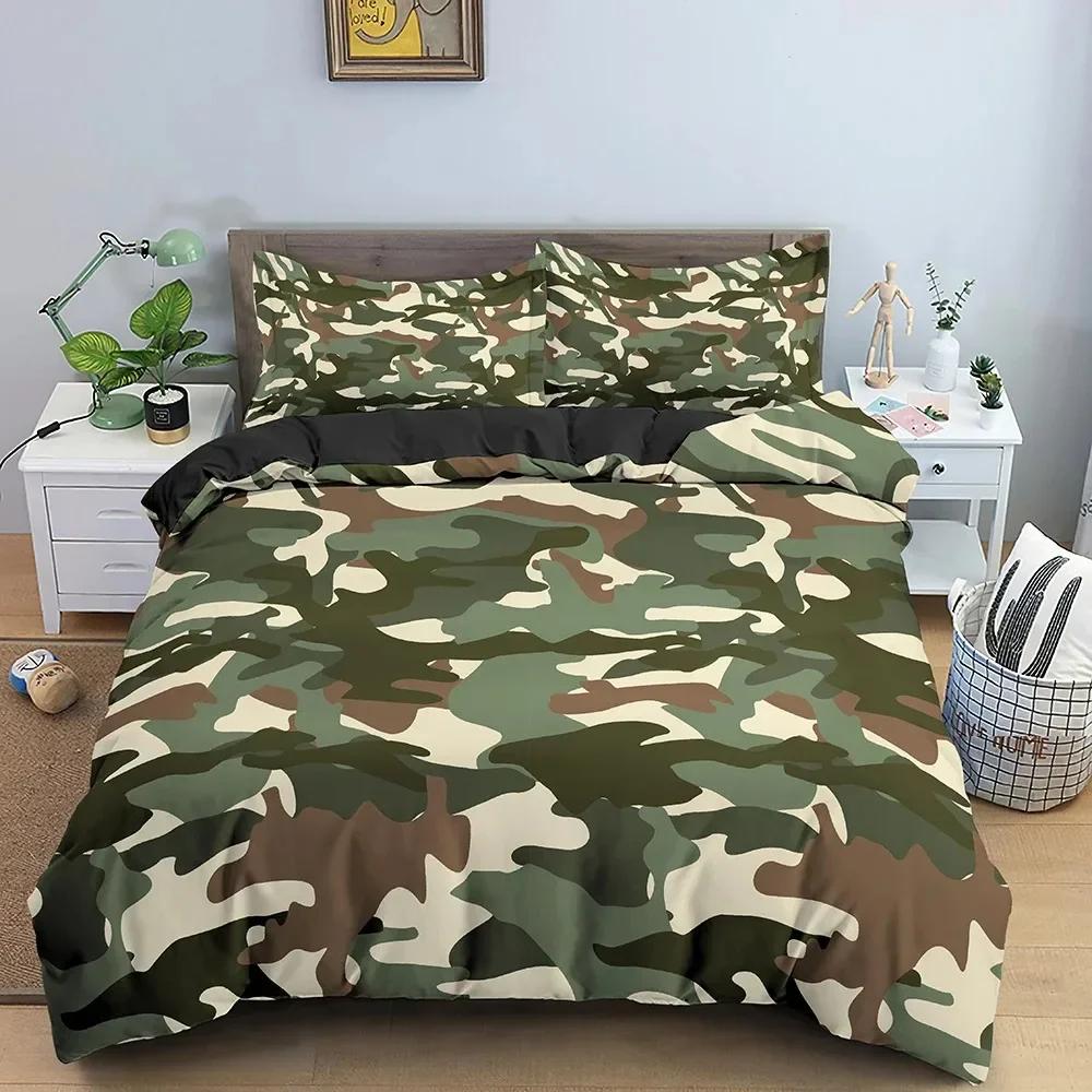 Классический камуфляжный узор Маскировочный камуфляж Повторяющийся Удобный пододеяльник Наволочка Постельный набор Украшение детской спальни