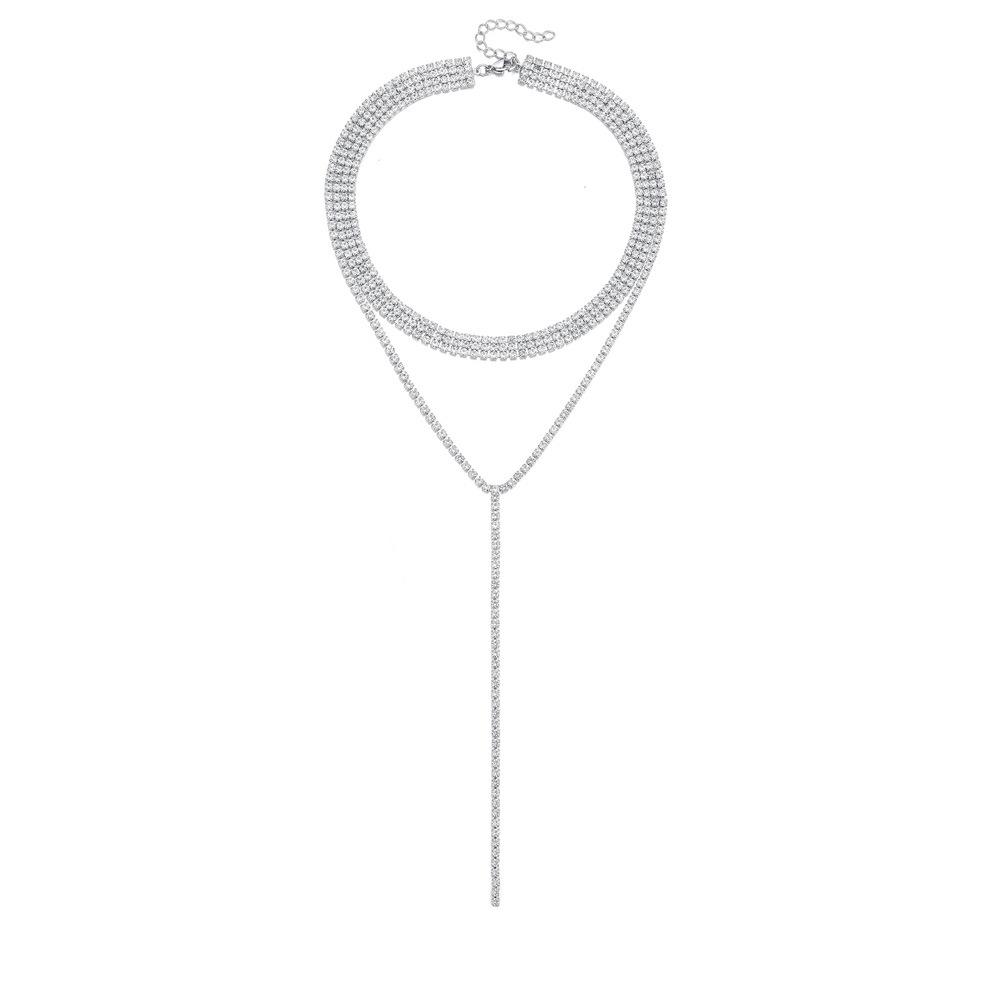 Zircon Water Drop Choker Necklace Light Luxury Niche High-End Collar Autumn And Winter Dress Versatile Temperament Jewelry