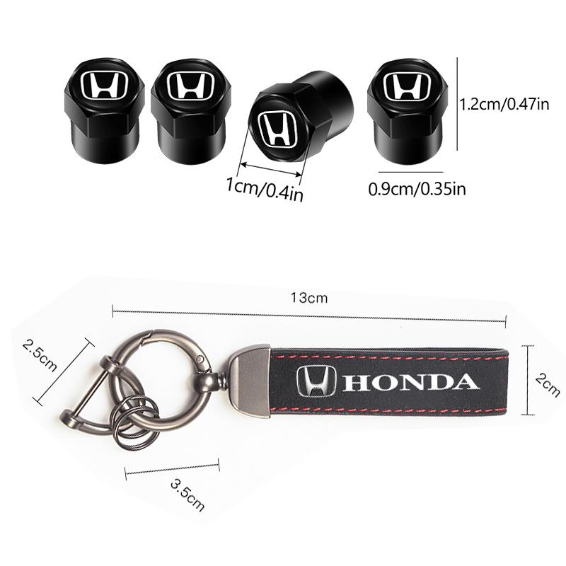 Car Tire Wheel Valve Caps Cover Suede Car Key Chain Ring Keychain For Honda Civic Fit Jazz Accord Pilot CRV Odyssey Passport HRV BRGKL1