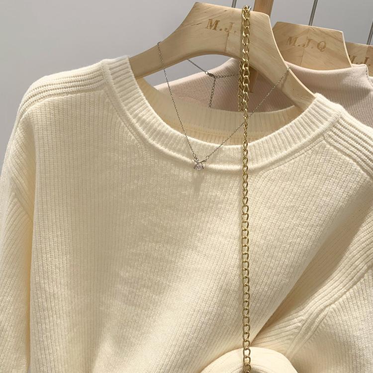 DIMANAF 2024 Осень Женские Базовые Свитера Летучая Мышь Пуловеры Топы Короткие Женские Полосатые О-Образным Вырезом Трикотажные Однотонные Свитера