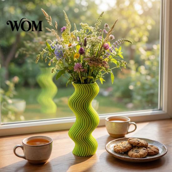 Delicate Touch Vase 3D Printed Vase, Minimalist Vertical Striped Flower Nordic Style Matte Finish for Living Room TV Cabinet Coffee Shop Decor And Art