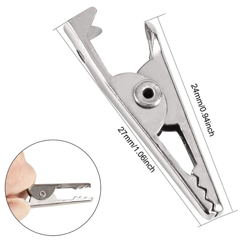 ABJI-600PCS 1.06IN / 27Mm Mini Metal Alligator Clips, Crocodile Clamps Silver Tone Nickel Plated Test Line Spring Clamps.