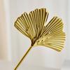 Gold Grey Iron Art Leaves Figurine Wood Base Desktop Ornament  Living Room Ornamnet