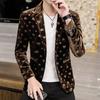Men's Four Seasons Heart-Shaped Jacquard Suit Gold Velvet Casual Slim Handsome Blazer Jacket